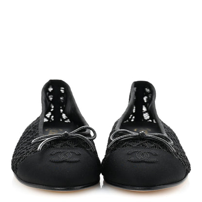 Chanel Embroidered Grosgrain Cap Toe Ballerina Flats 39 Black 3 of 8