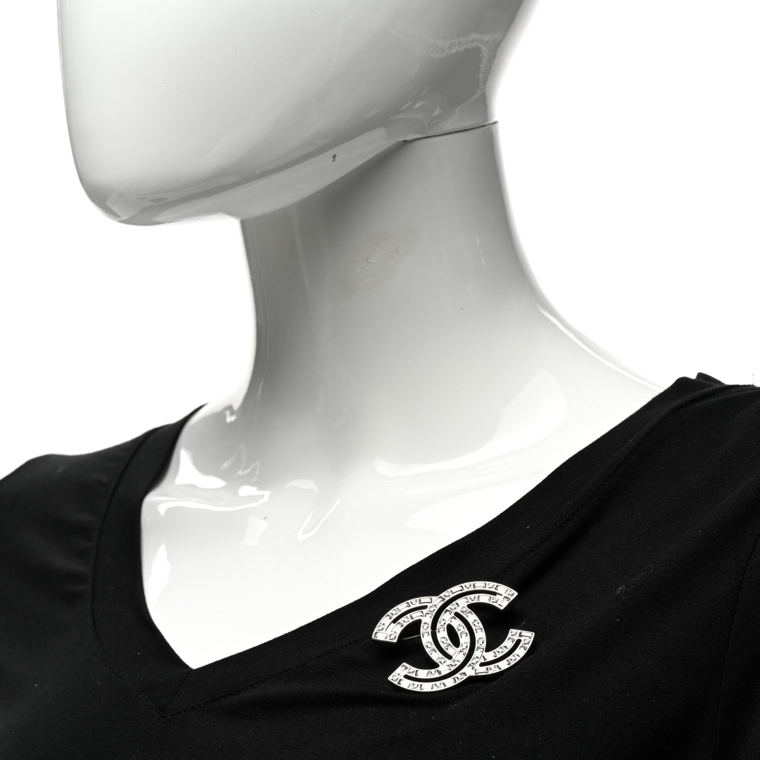 Chanel Baguette Crystal CC Brooch Silver 2 of 5