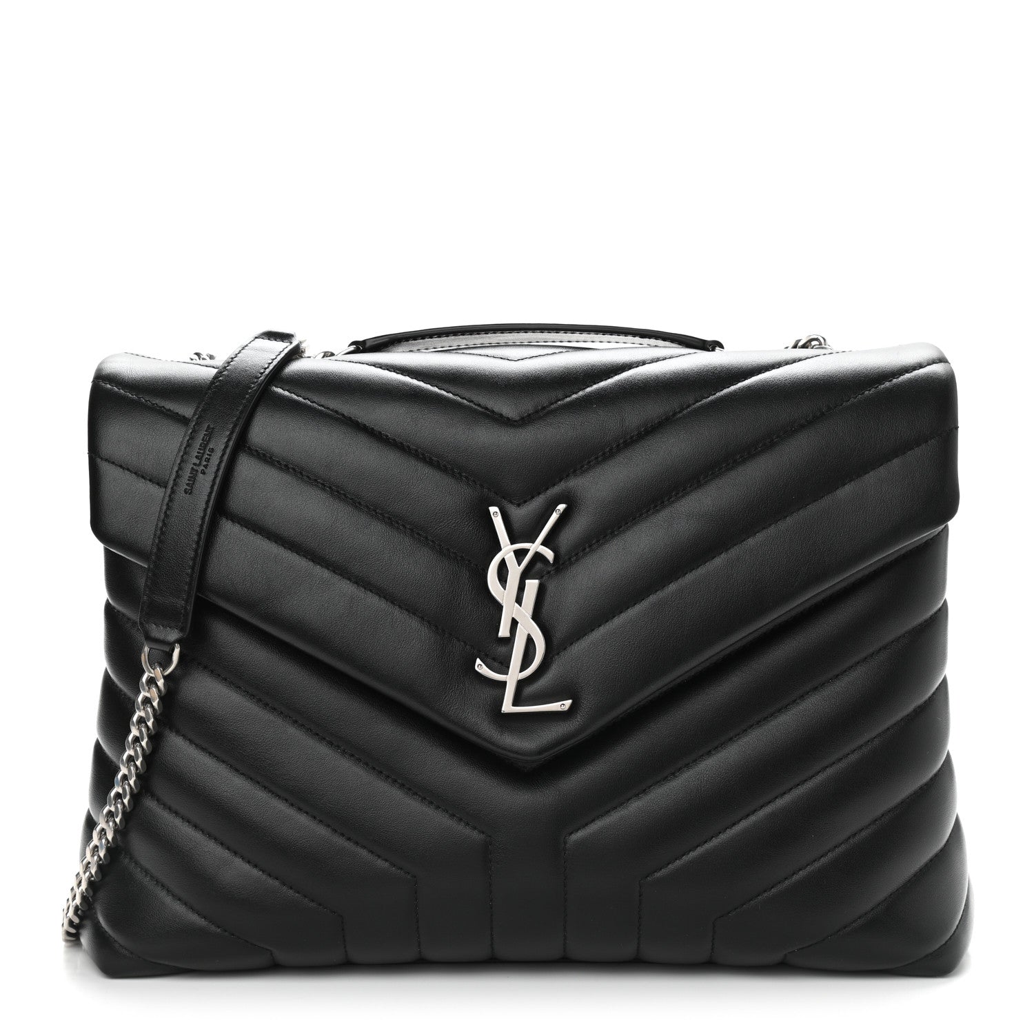 Saint Laurent Calfskin Y Quilted Monogram Medium Loulou Chain Satchel Black 2 of 9