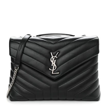 Saint Laurent Calfskin Y Quilted Monogram Medium Loulou Chain Satchel Black 2 of 9