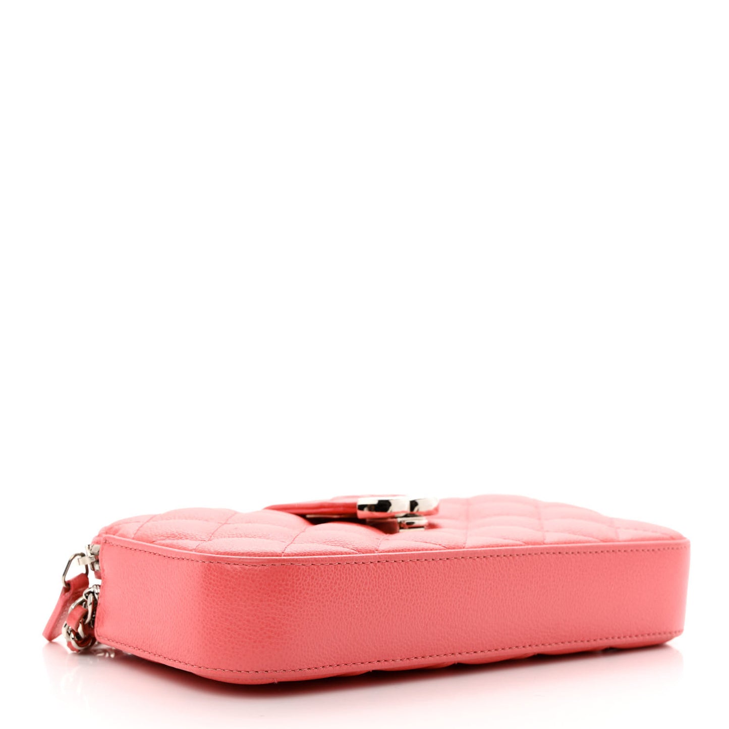 Caviar Quilted CC Box Clutch With Chain Coral