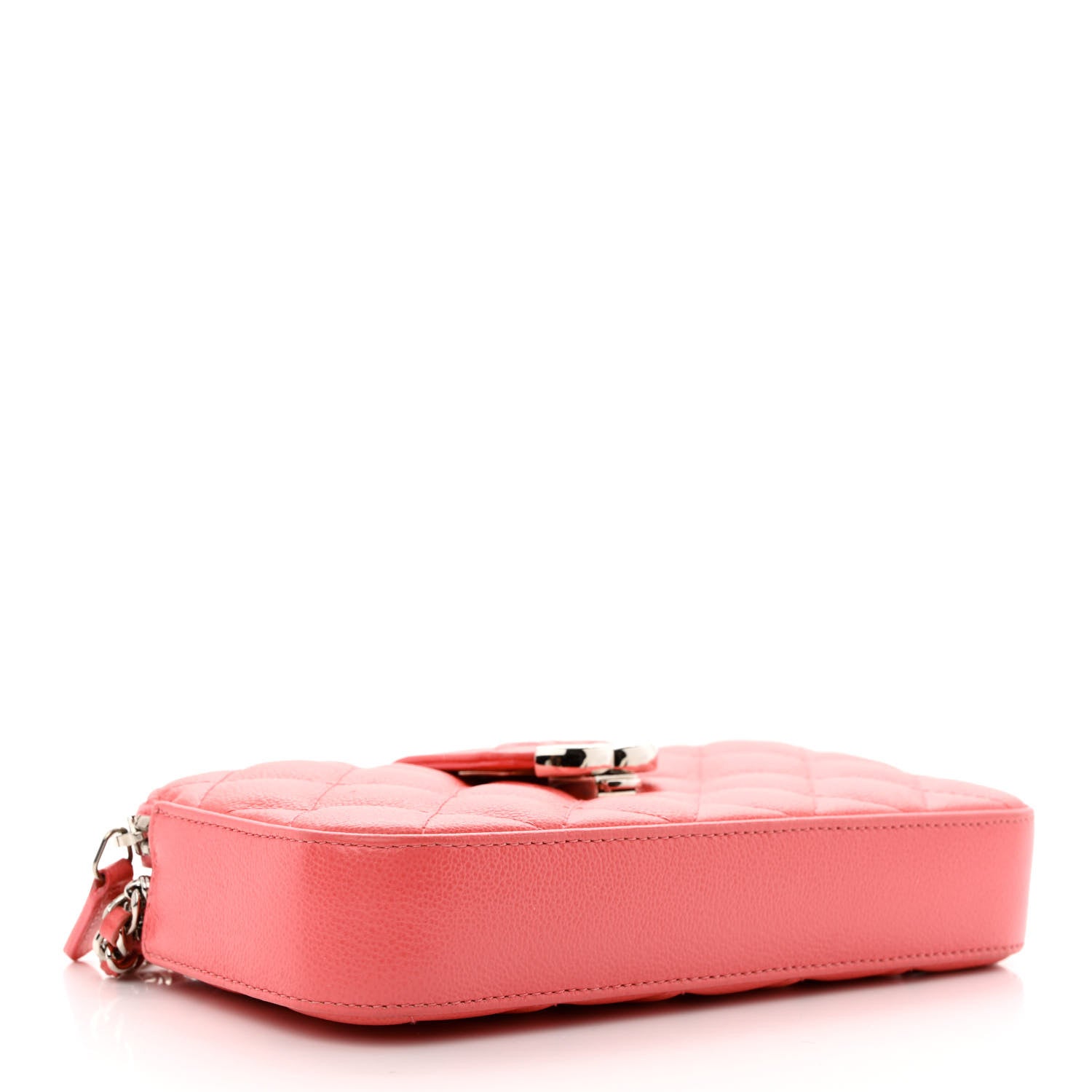 Chanel Caviar Quilted CC Box Clutch With Chain Coral 4 of 15