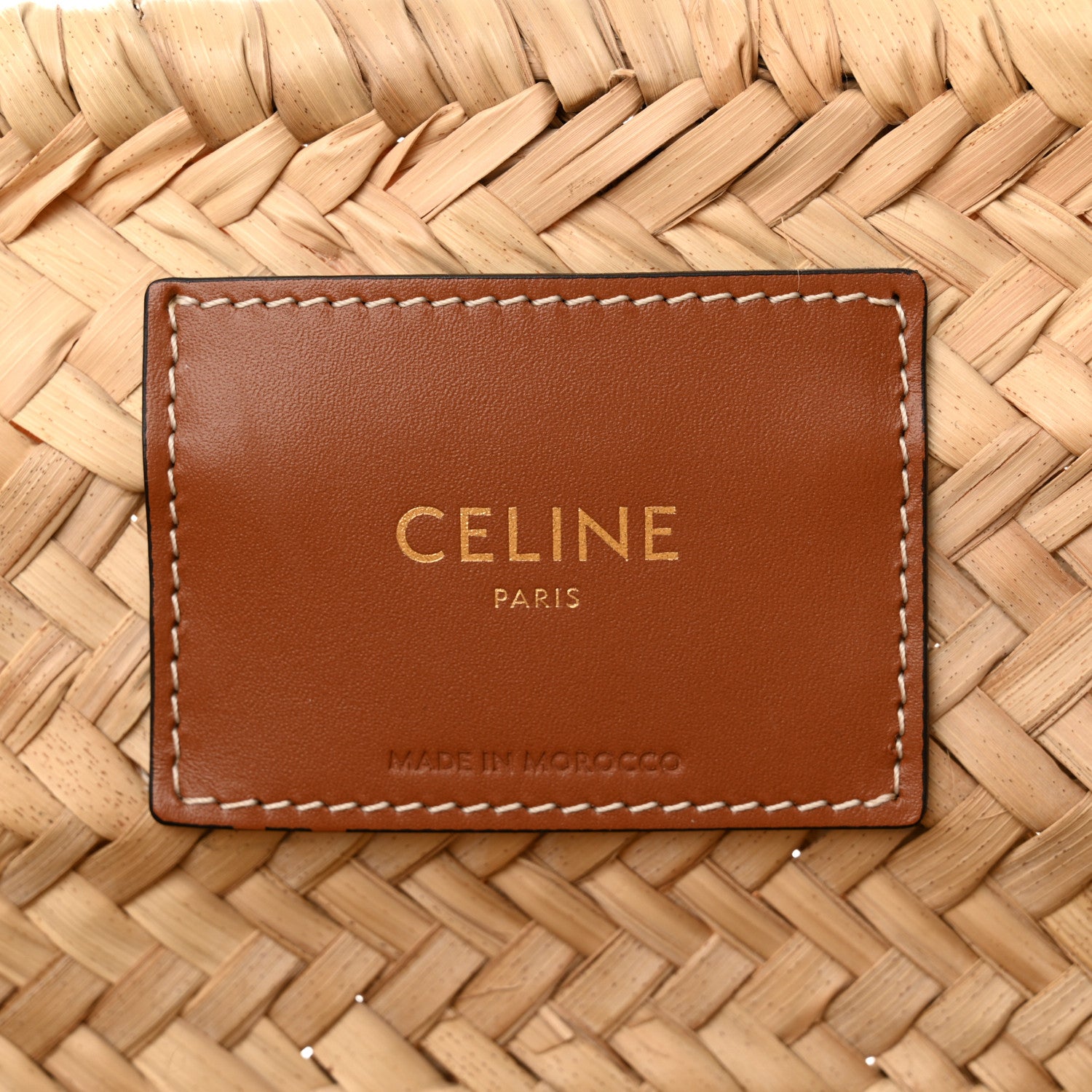 Celine Raffia Calfskin Triomphe Medium Panier Tan 6 of 15