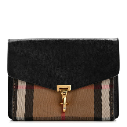 Burberry Derby Calfskin House Check Small Macken Crossbody Bag Black 1 of 11