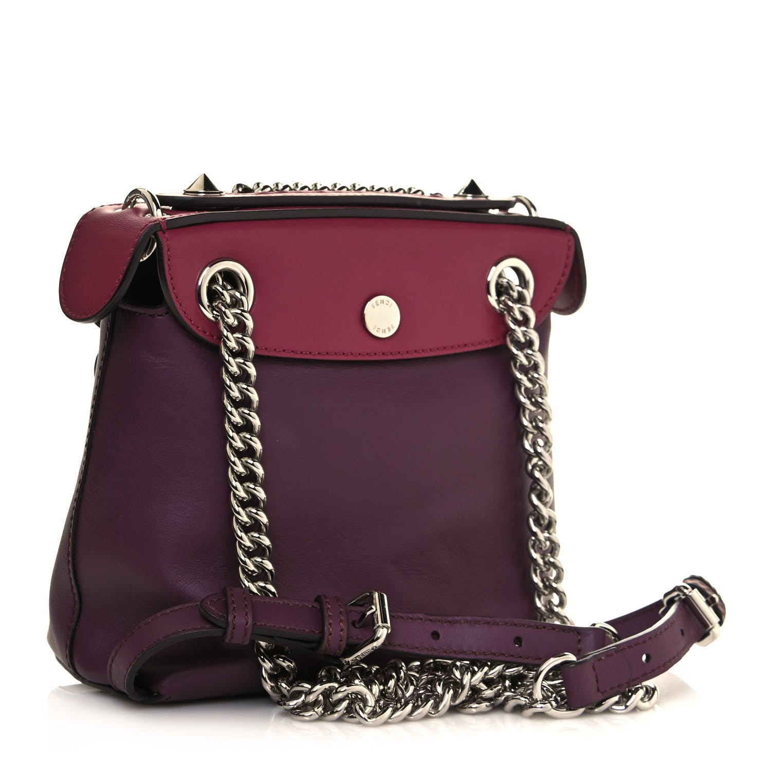 Fendi Vitello Century Pearl Bi-Color Scalloped Mini Back to School Backpack Amarone Black Cherry 3 of 15