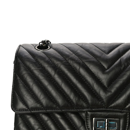 Chanel Aged Calfskin Chevron Quilted 2.55 Reissue 225 Flap So Black 7 of 13