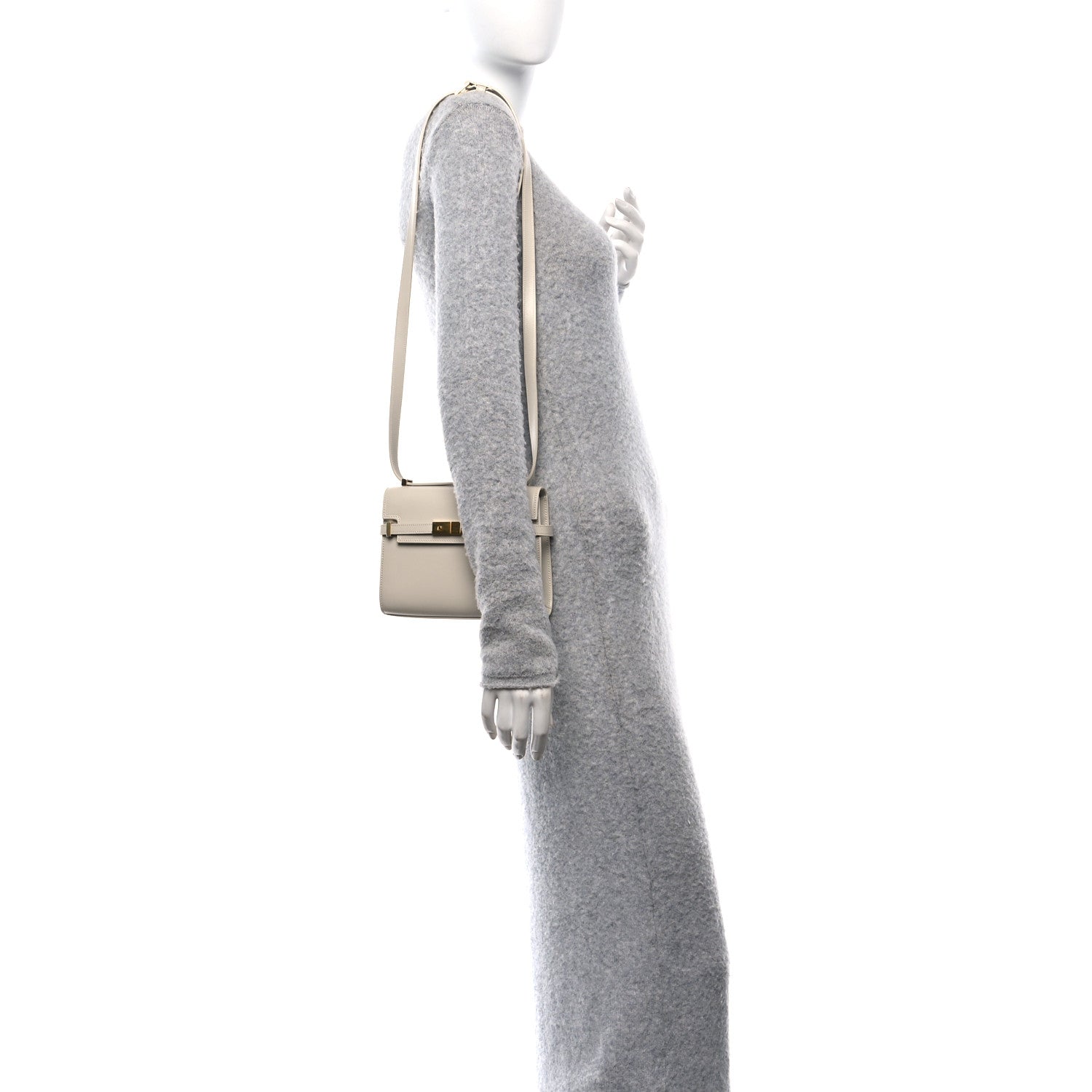 Saint Laurent Smooth Calfskin Mini Manhattan Shoulder Bag Blanc Vintage 3 of 11
