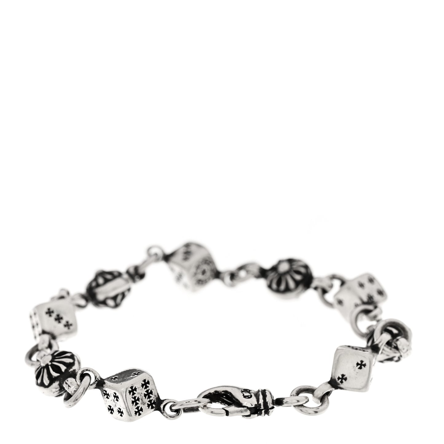 Sterling Silver Dice 9 Link Bracelet