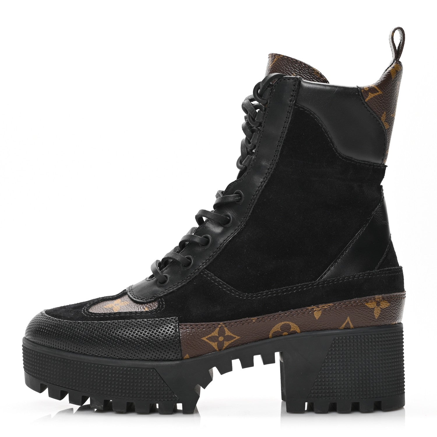 Louis Vuitton Suede Calfskin Monogram Laureate Platform Desert Boots 38 Black 1 of 7
