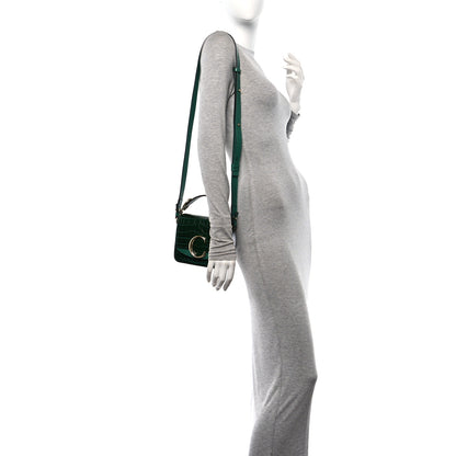 Chloe Calfskin Crocodile Embossed Mini C Double Carry Woodsy Green 2 of 9