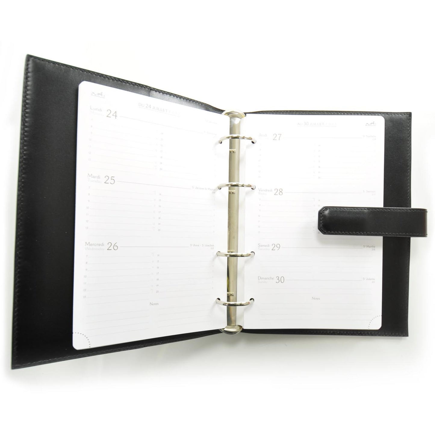 Leather Adaptable Annual Agenda w Refill Black
