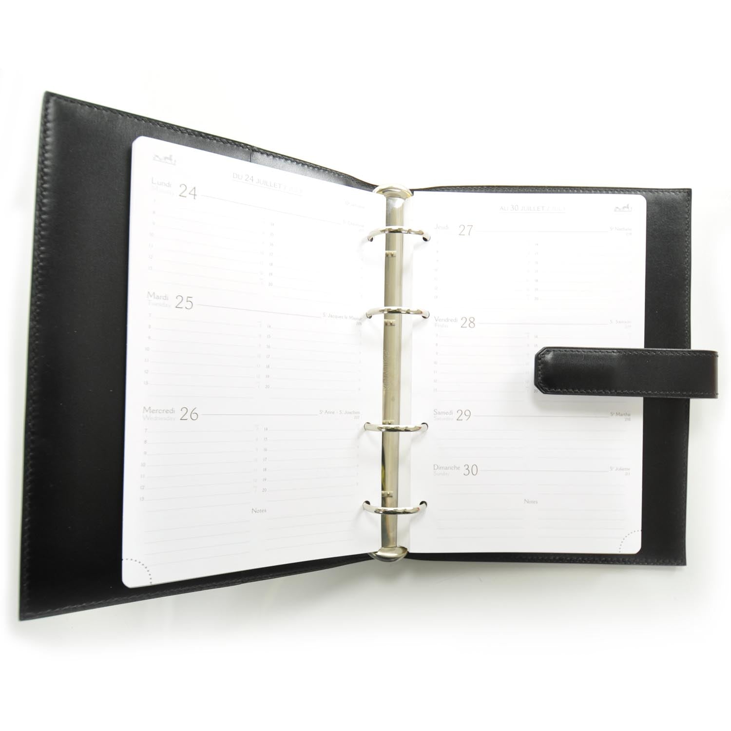 Hermes Leather Adaptable Annual Agenda w Refill Black 5 of 7