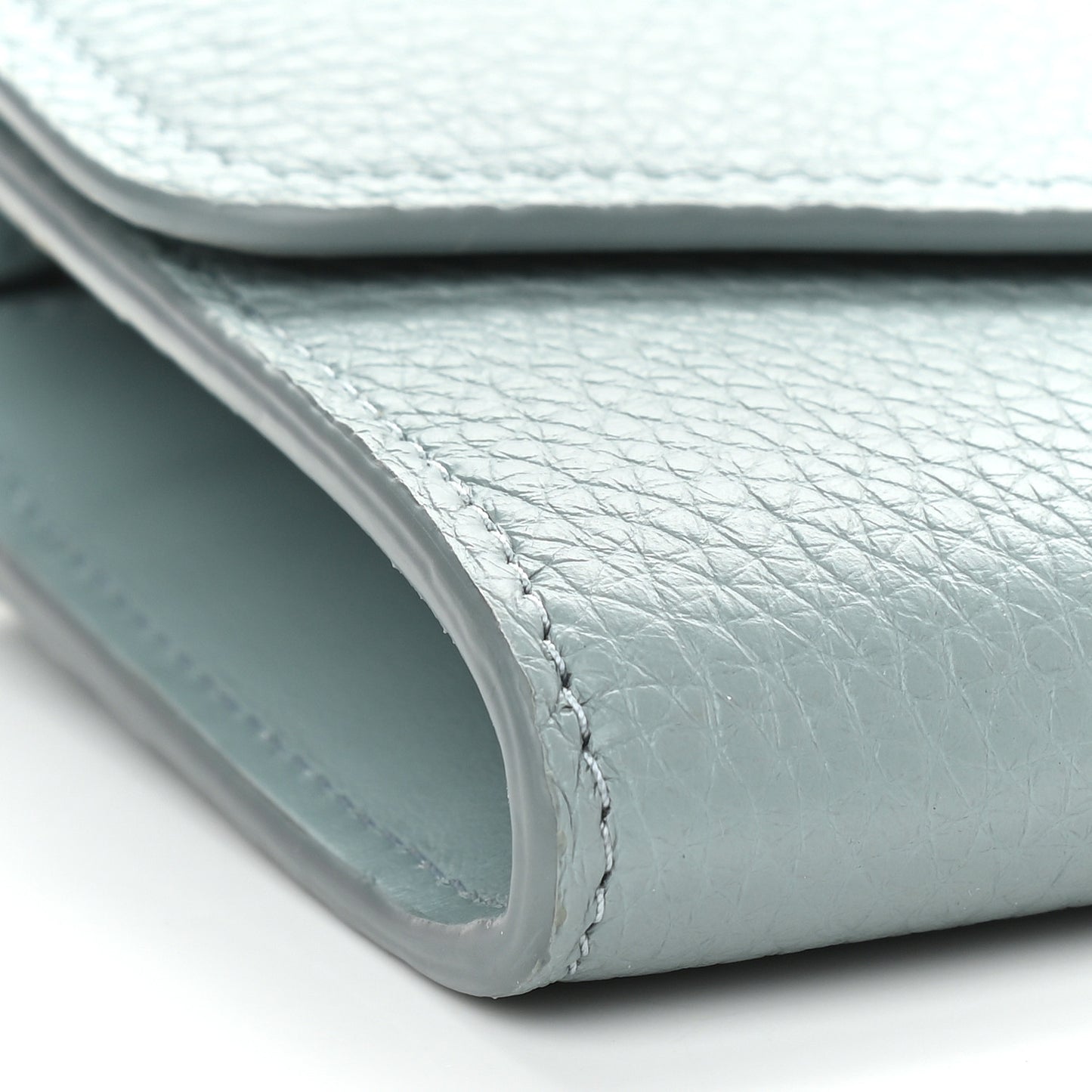 Grained Calfskin Aby Chain Wallet Faded Blue