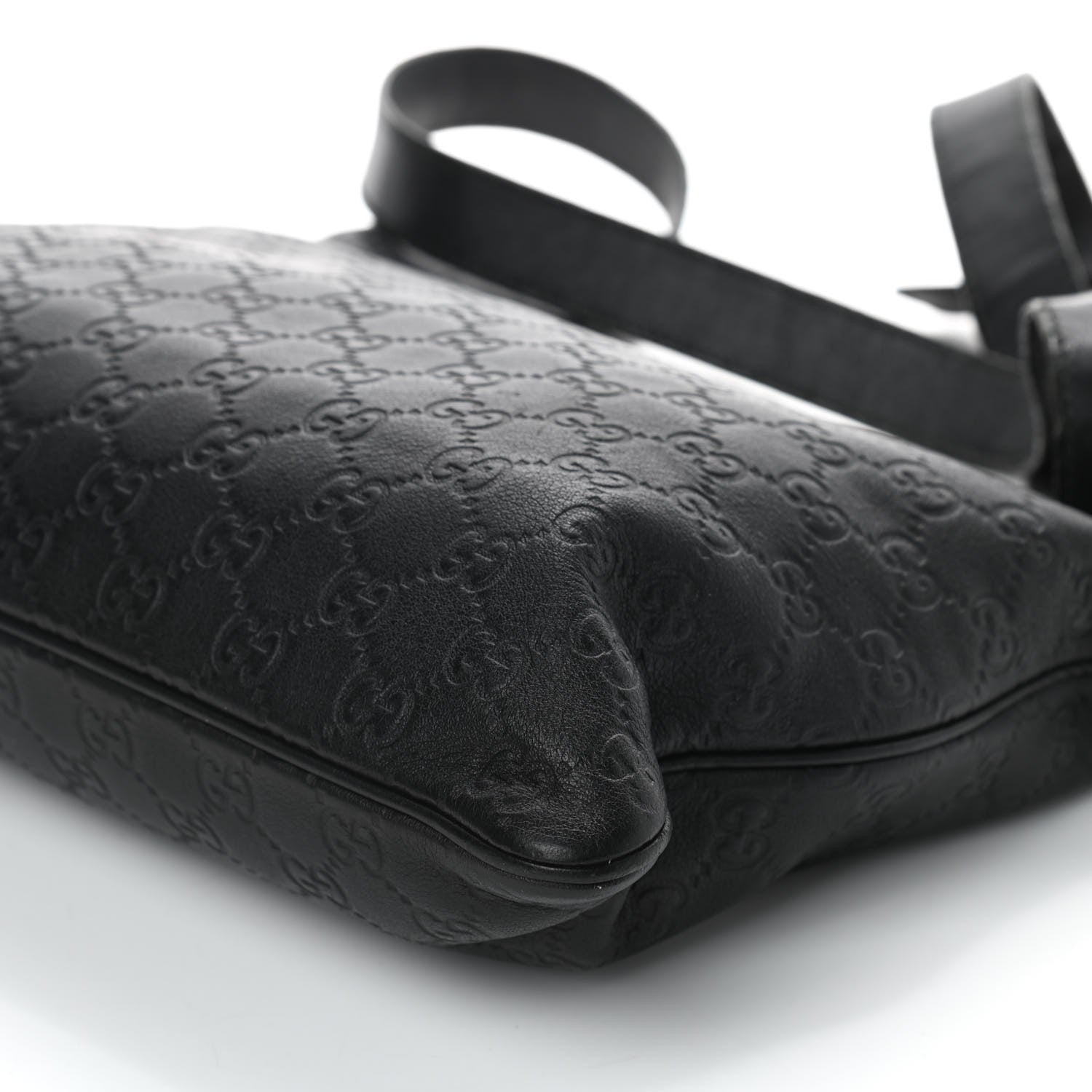 Gucci Guccissima Medium Flat Messenger Bag Black 10 of 10