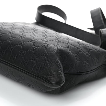 Gucci Guccissima Medium Flat Messenger Bag Black 10 of 10