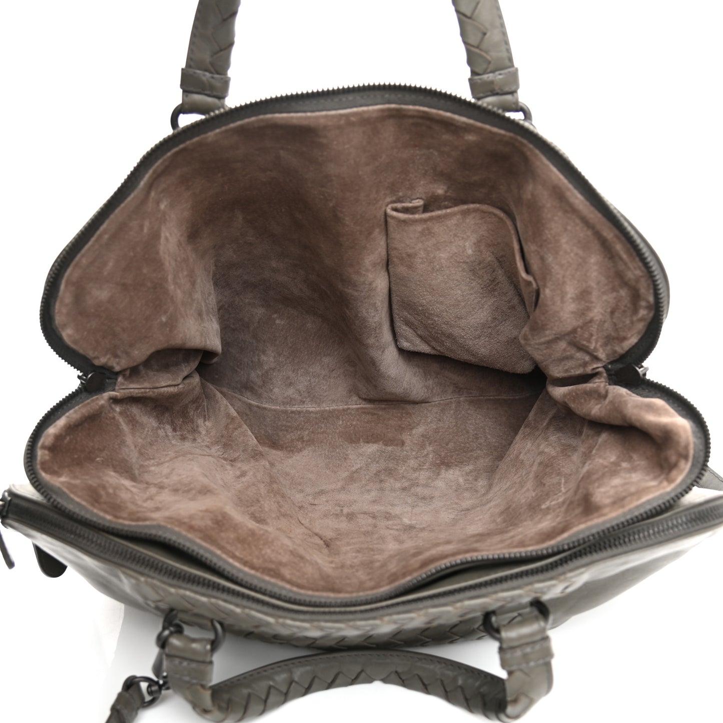 Calfskin Intrecciato Large Leggero Tote Kaki Fondente