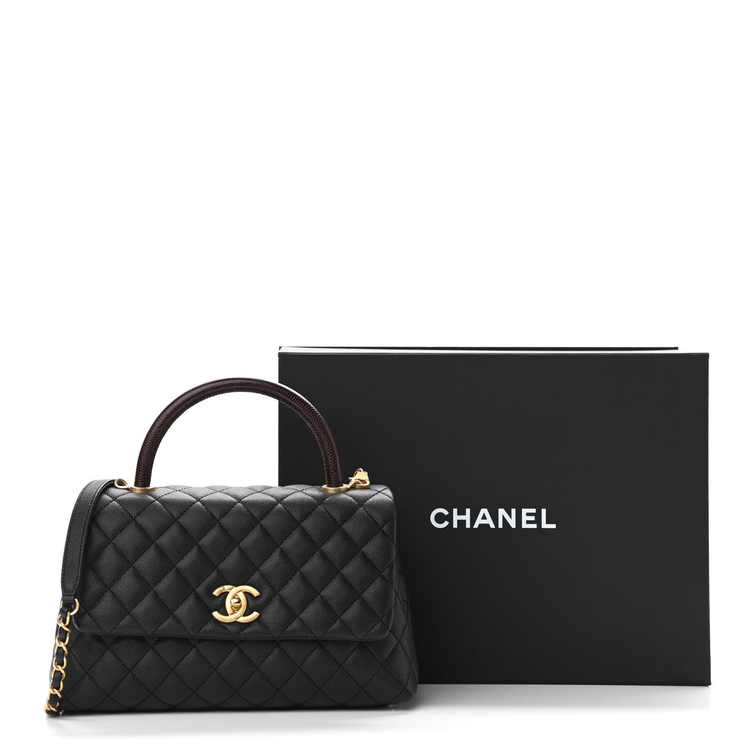 Chanel Caviar Lizard Embossed Quilted Small Coco Handle Flap Black 11 of 11