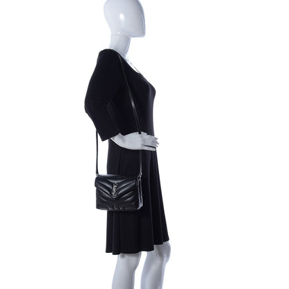Saint Laurent Calfskin Y Quilted Monogram Toy Loulou Crossbody Bag Black 2 of 16