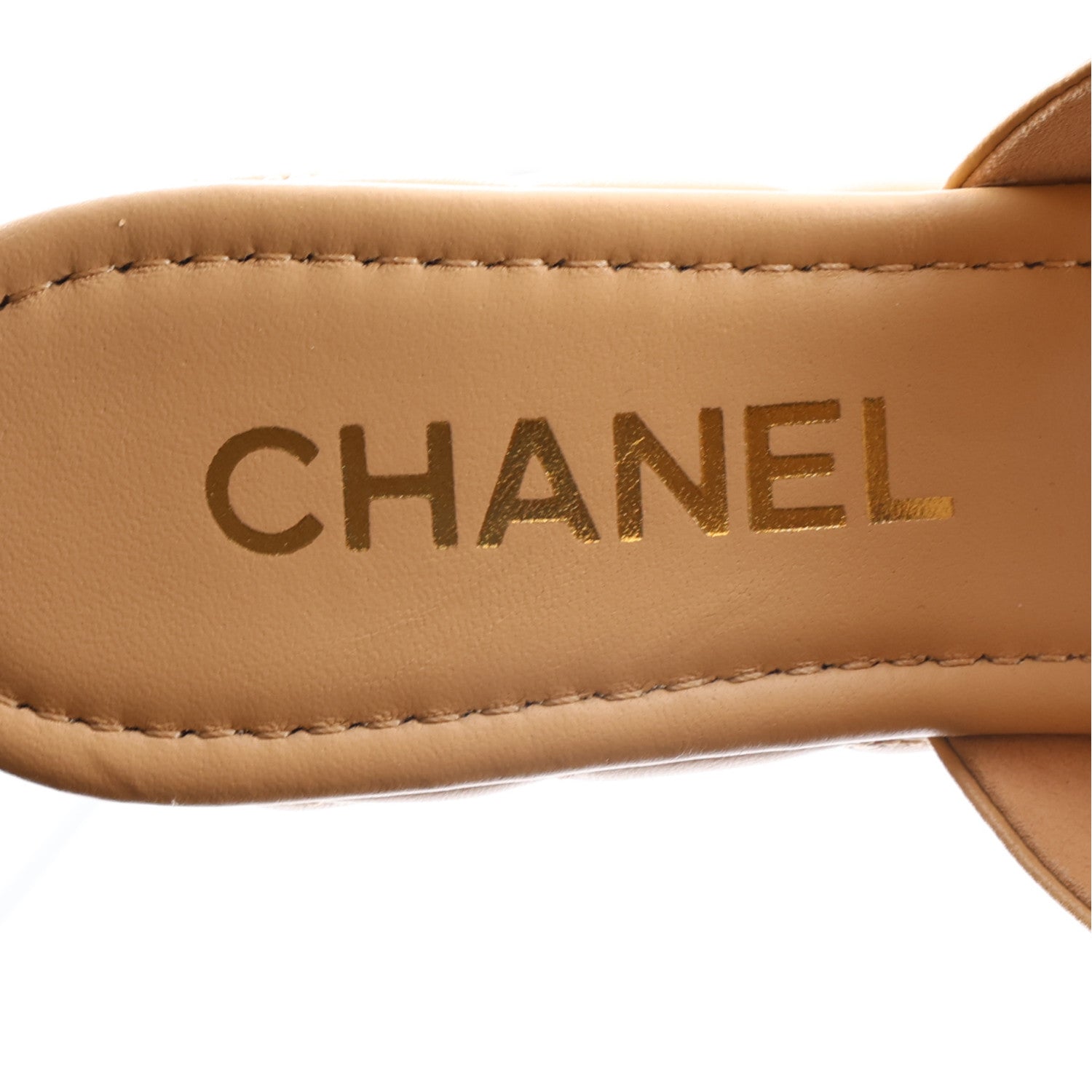 Chanel Lambskin Quilted CC Platform Mules 37.5 Beige 10 of 10