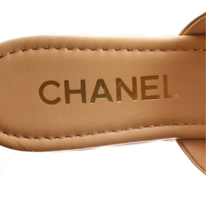 Chanel Lambskin Quilted CC Platform Mules 37.5 Beige 10 of 10