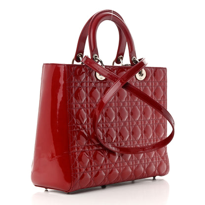 Christian Dior Patent Cannage Large Lady Dior Red 2 of 19