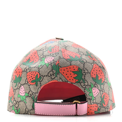 Gucci GG Supreme Monogram Strawberry Baseball Hat L Beige 5 of 8