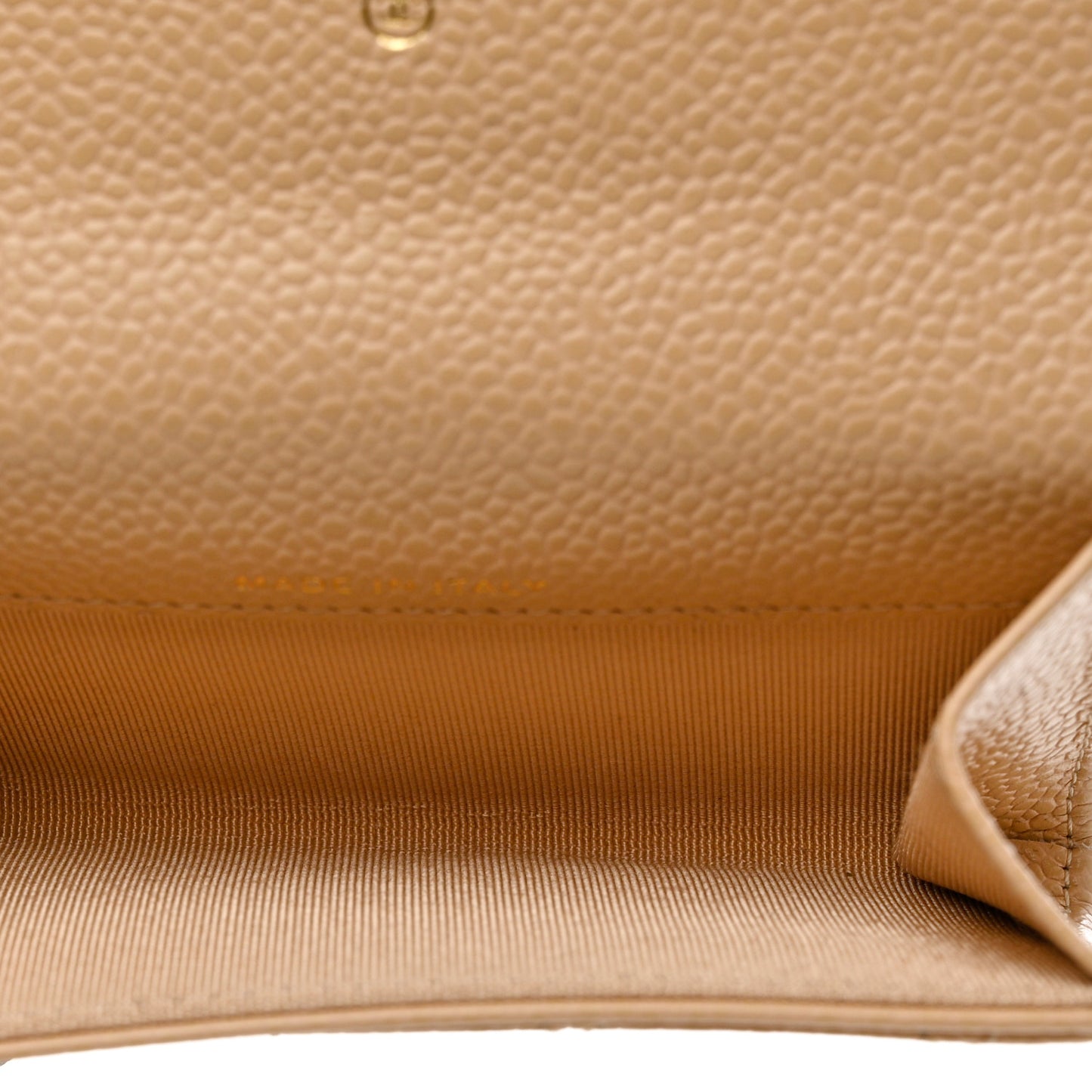 Caviar Quilted Card Holder Wallet Beige