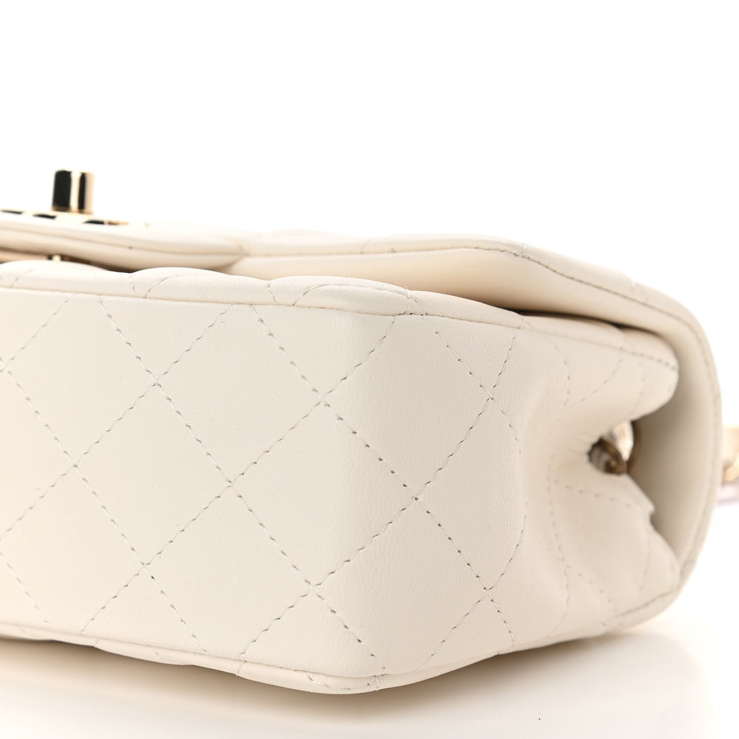 Lambskin Quilted Mini Rectangular Flap White