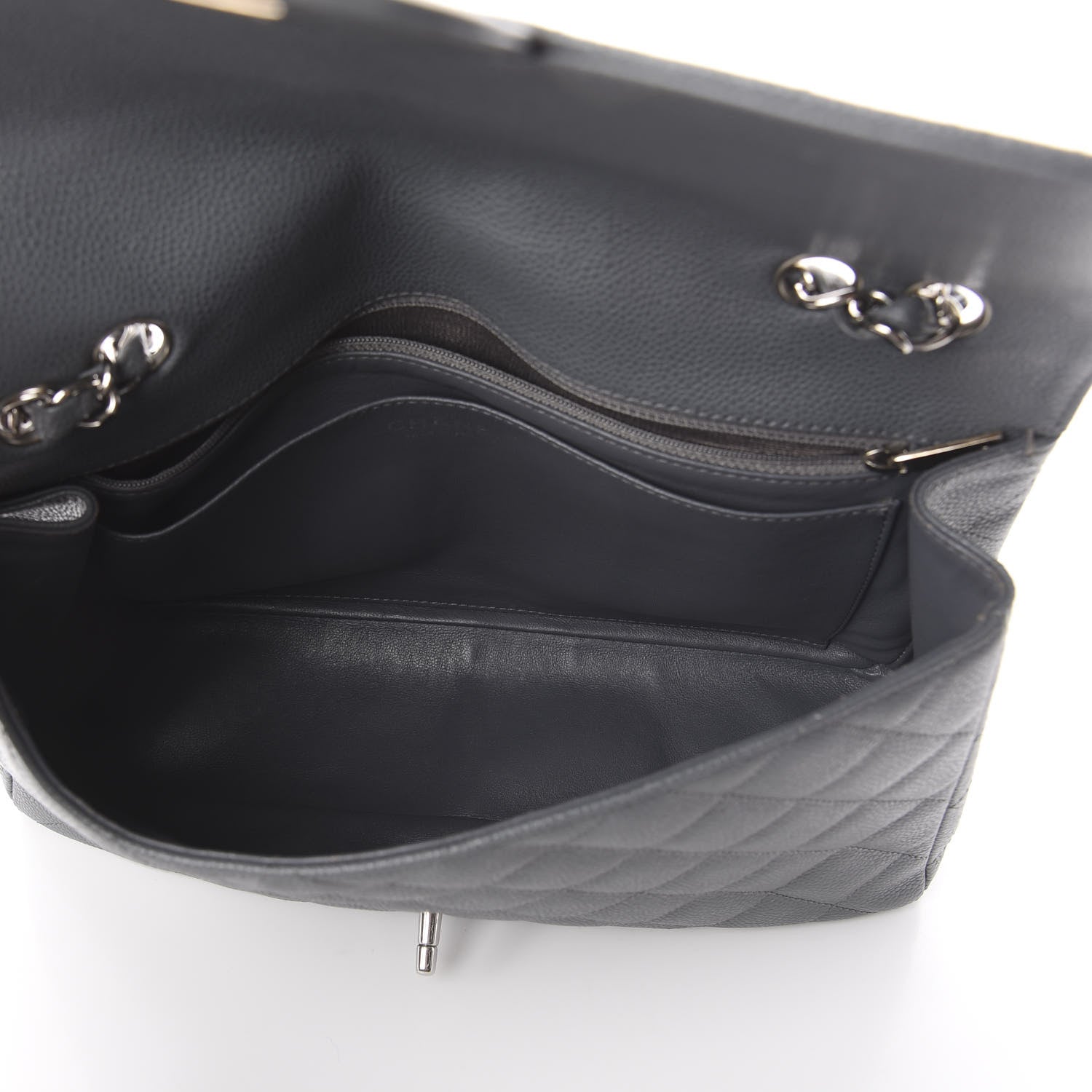 Chanel Caviar Quilted Jumbo Single Flap Grey 4 of 10