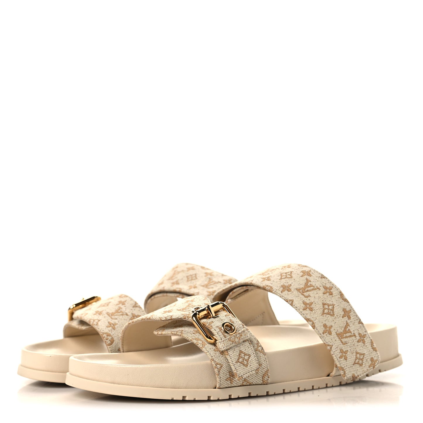 Monogram Lurex Bom Dia Flat Comfort Mules 40 Beige