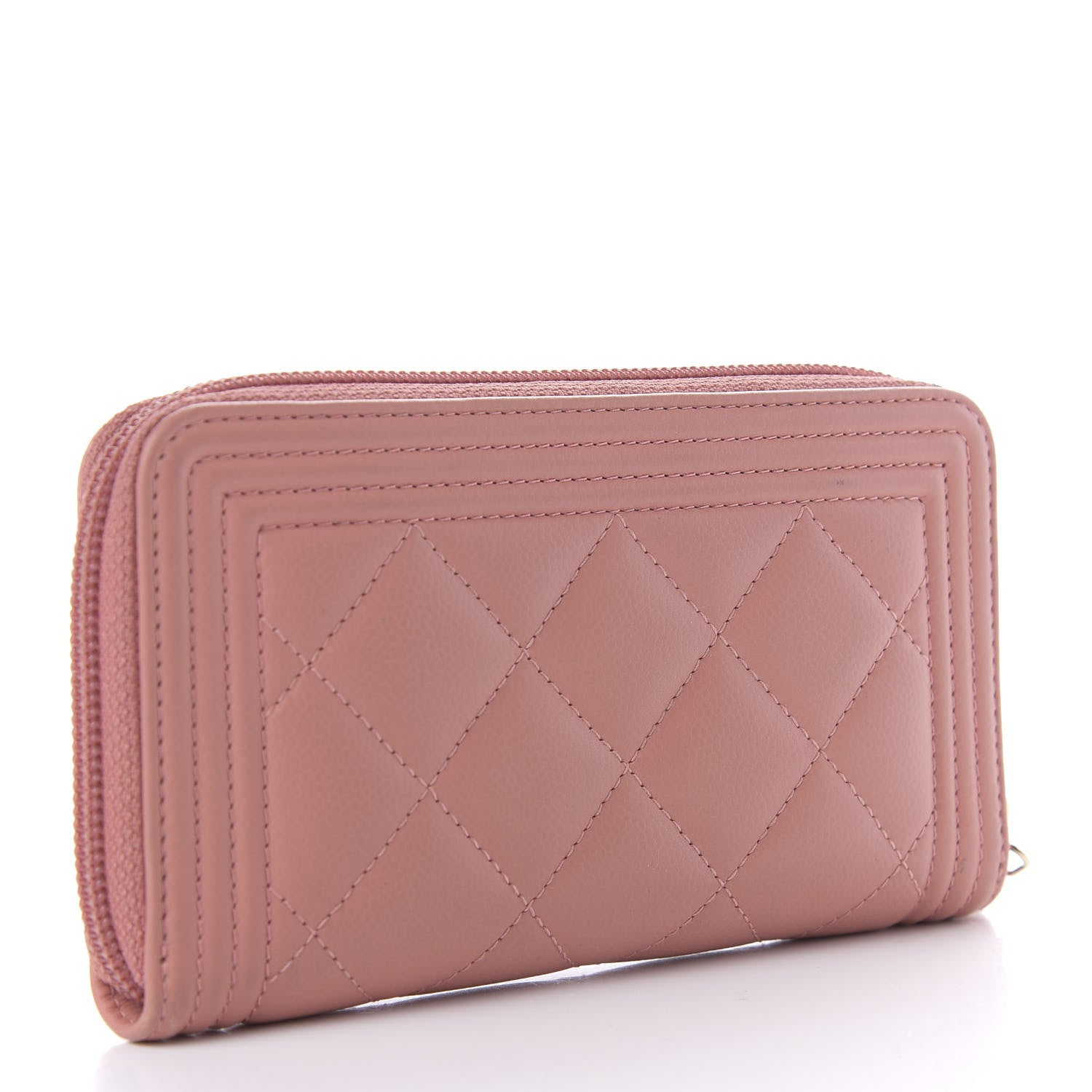 Chanel Caviar Quilted Boy Small Zip Around Wallet Pink 3 of 10