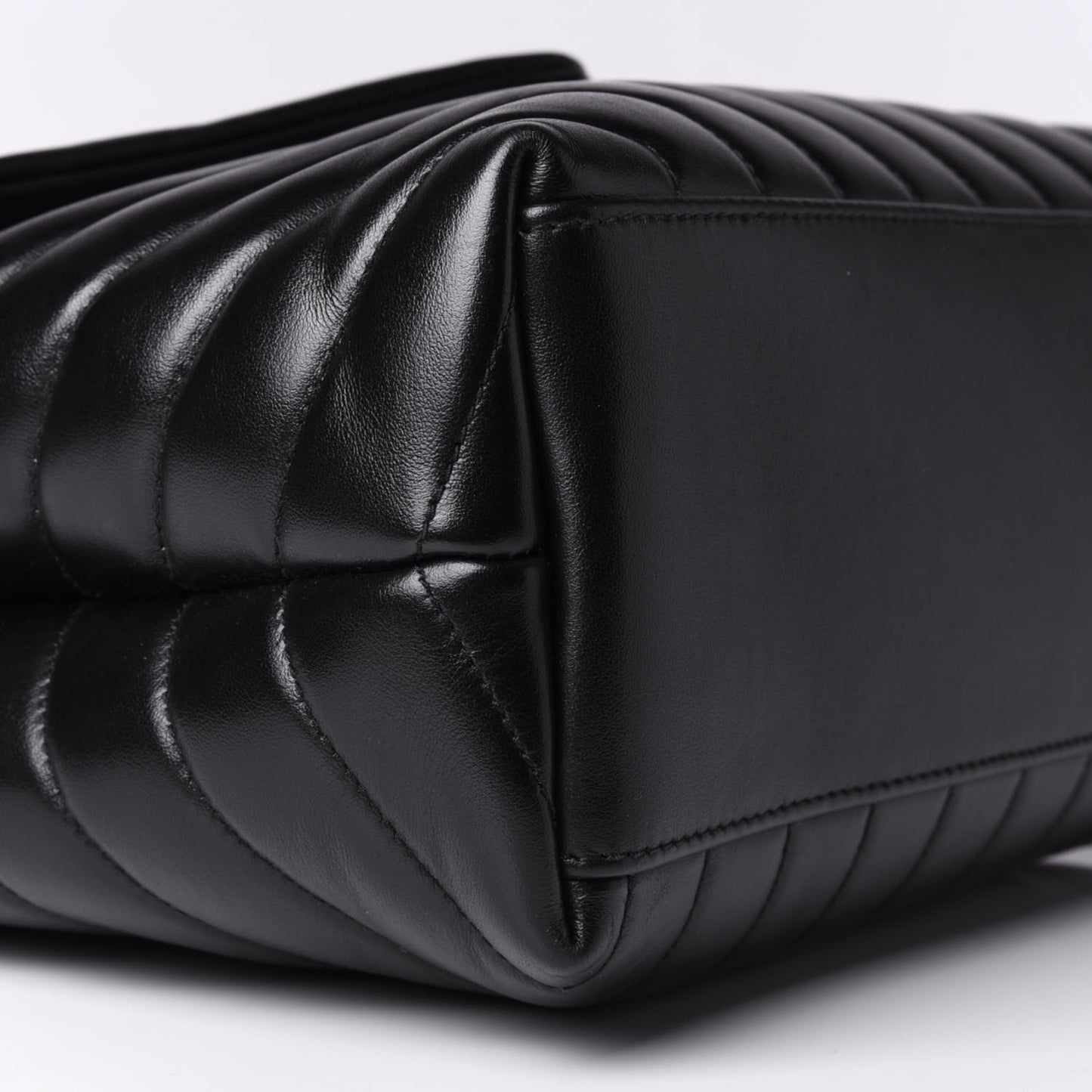 Calfskin Y Quilted Monogram Medium Loulou Chain Satchel Black
