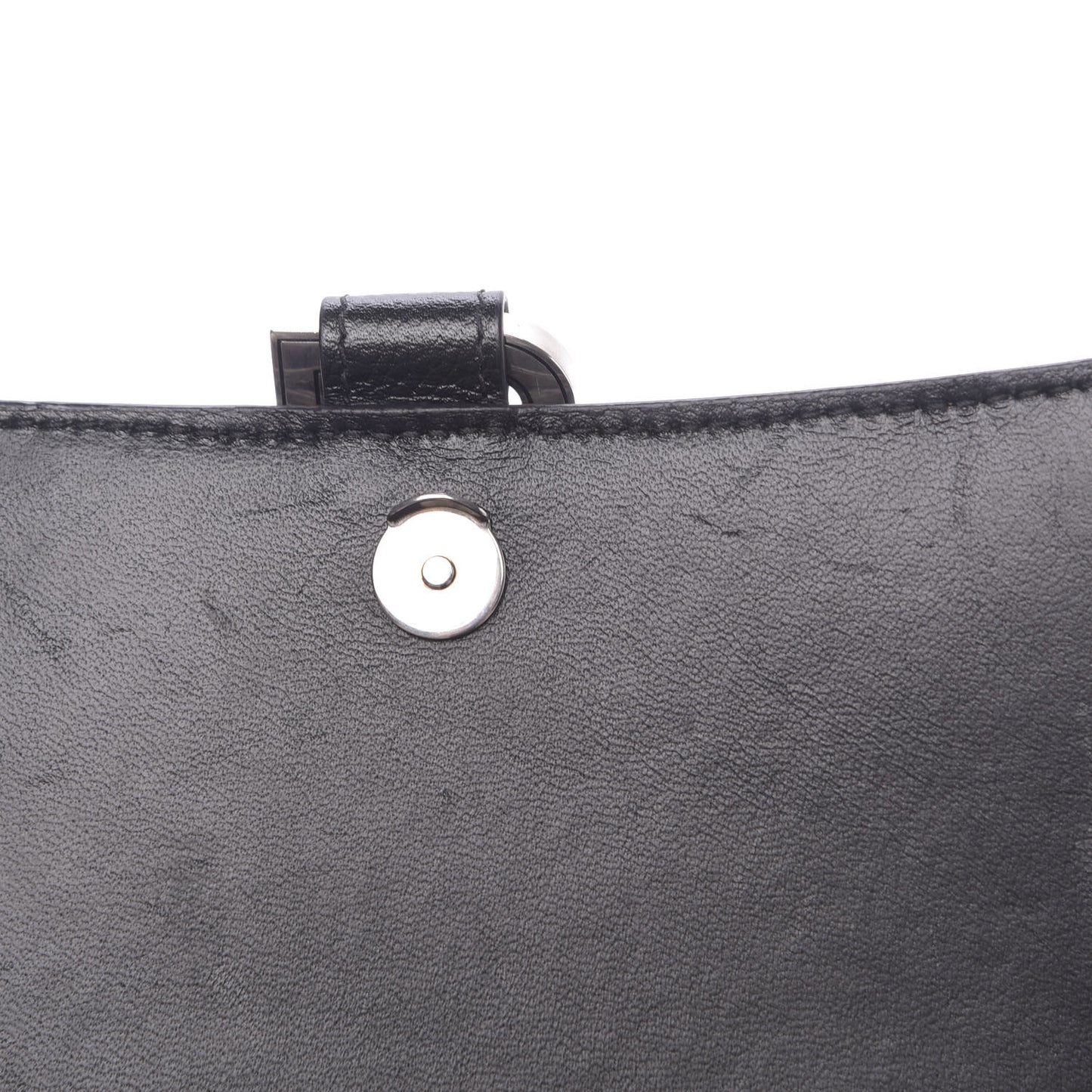 Grained Calfskin Small Hourglass Top Handle Bag Black