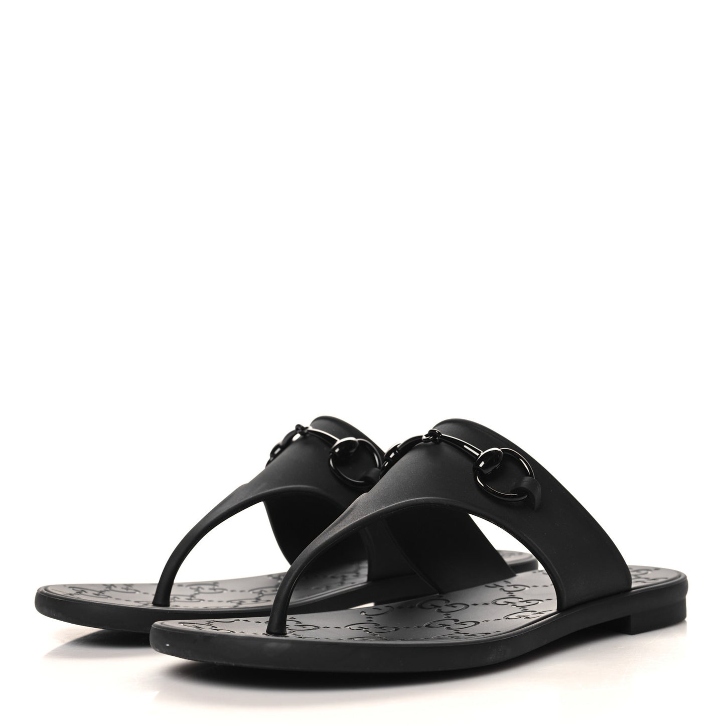 Rubber Womens Horsebit Thong Sandals 37 Black