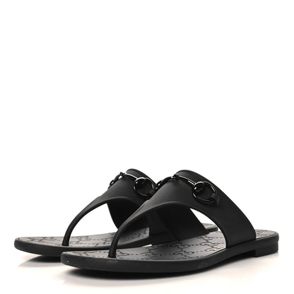 Gucci Rubber Womens Horsebit Thong Sandals 37 Black 4 of 8