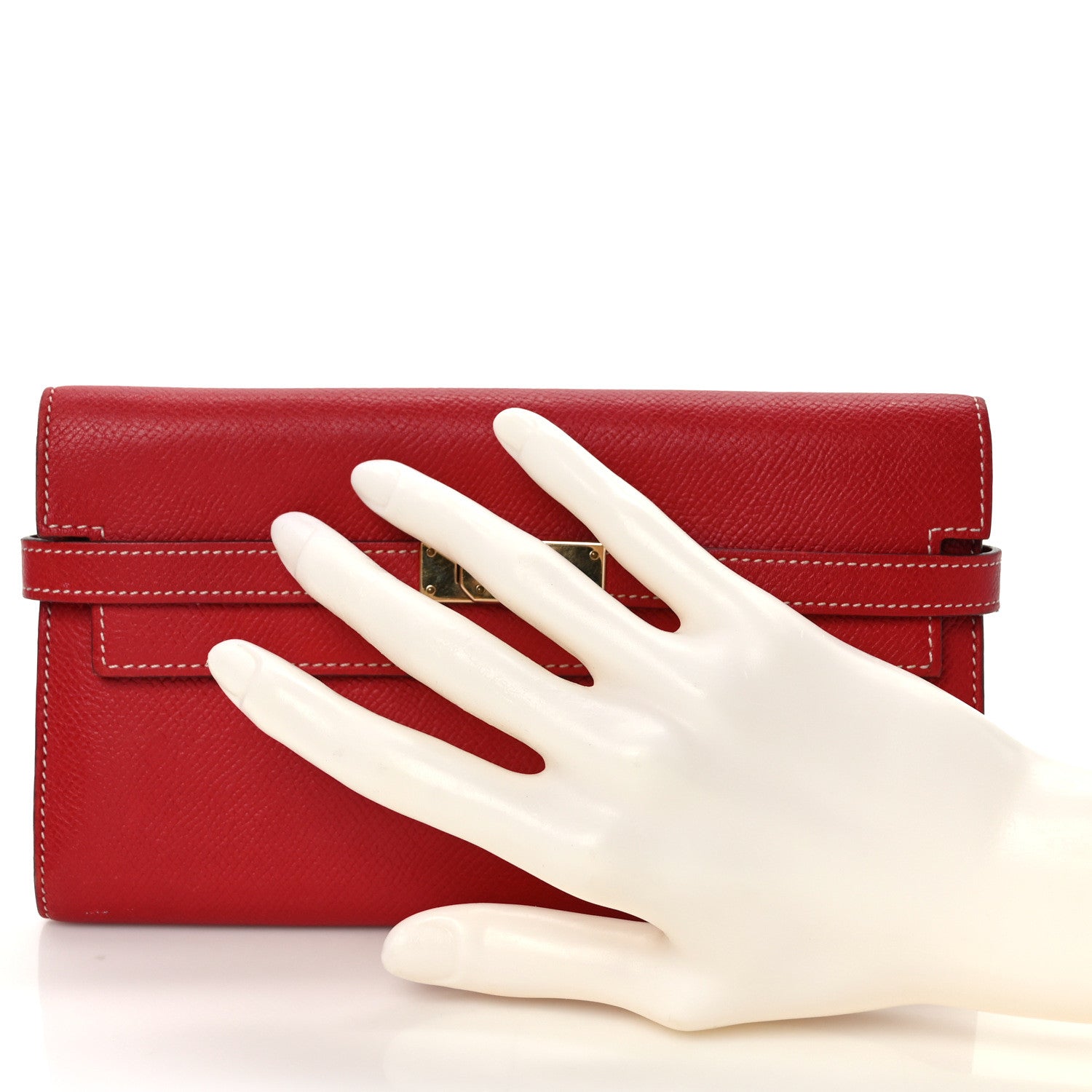 Hermes Epsom Verso Kelly Longue Wallet Rouge Casaque Bleu Thalassa 2 of 11