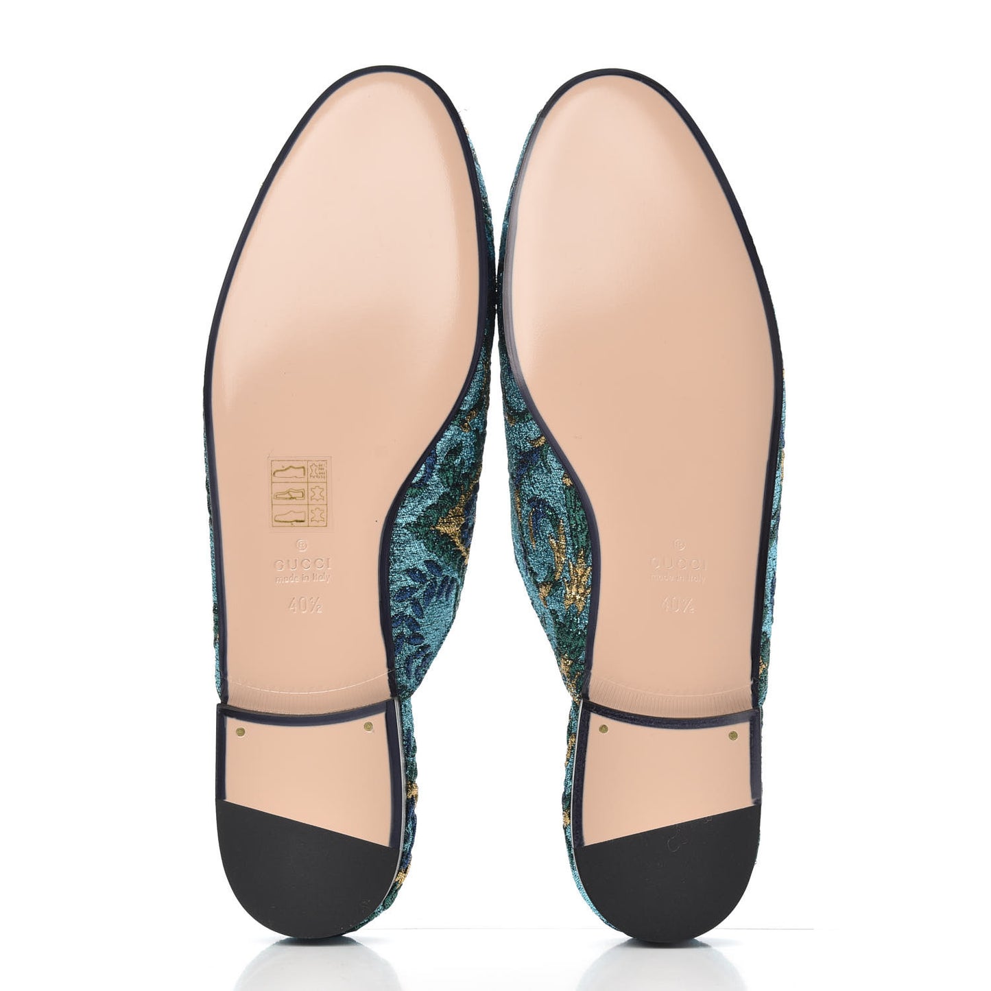 Iridescent Brocade Womens Princetown Slippers 40.5 Azure Multicolor Oro