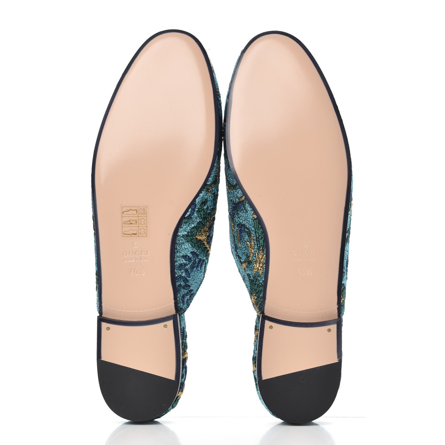 Gucci Iridescent Brocade Womens Princetown Slippers 40.5 Azure Multicolor Oro 5 of 9