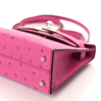 Hermes Ostrich Kelly Sellier Mini 20 Rose Pourpre 9 of 10