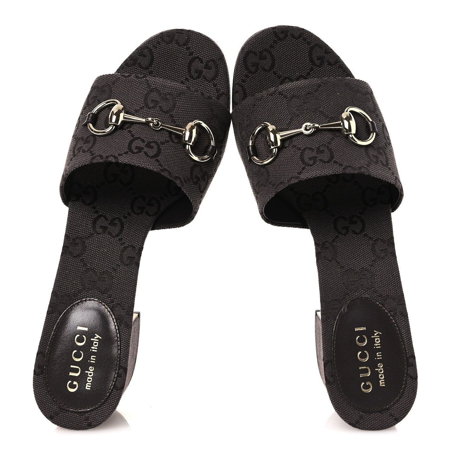 Gucci GG Monogram Horsebit Slide Sandals 36 Dark Brown 2 of 11