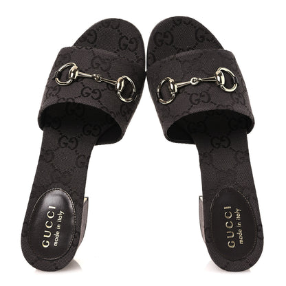 Gucci GG Monogram Horsebit Slide Sandals 36 Dark Brown 2 of 11