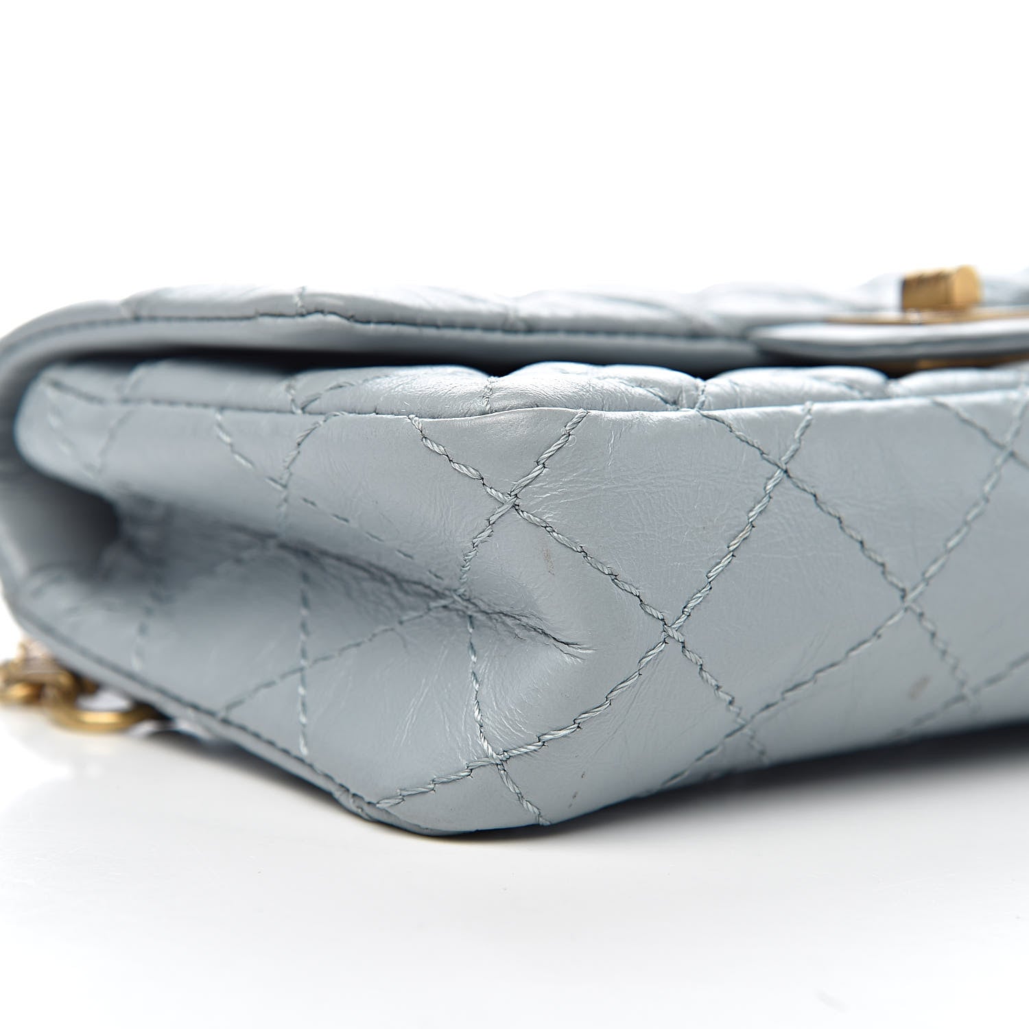 Chanel Aged Calfskin Quilted 2.55 Reissue Chain Waist Bag Light Blue 11 of 14