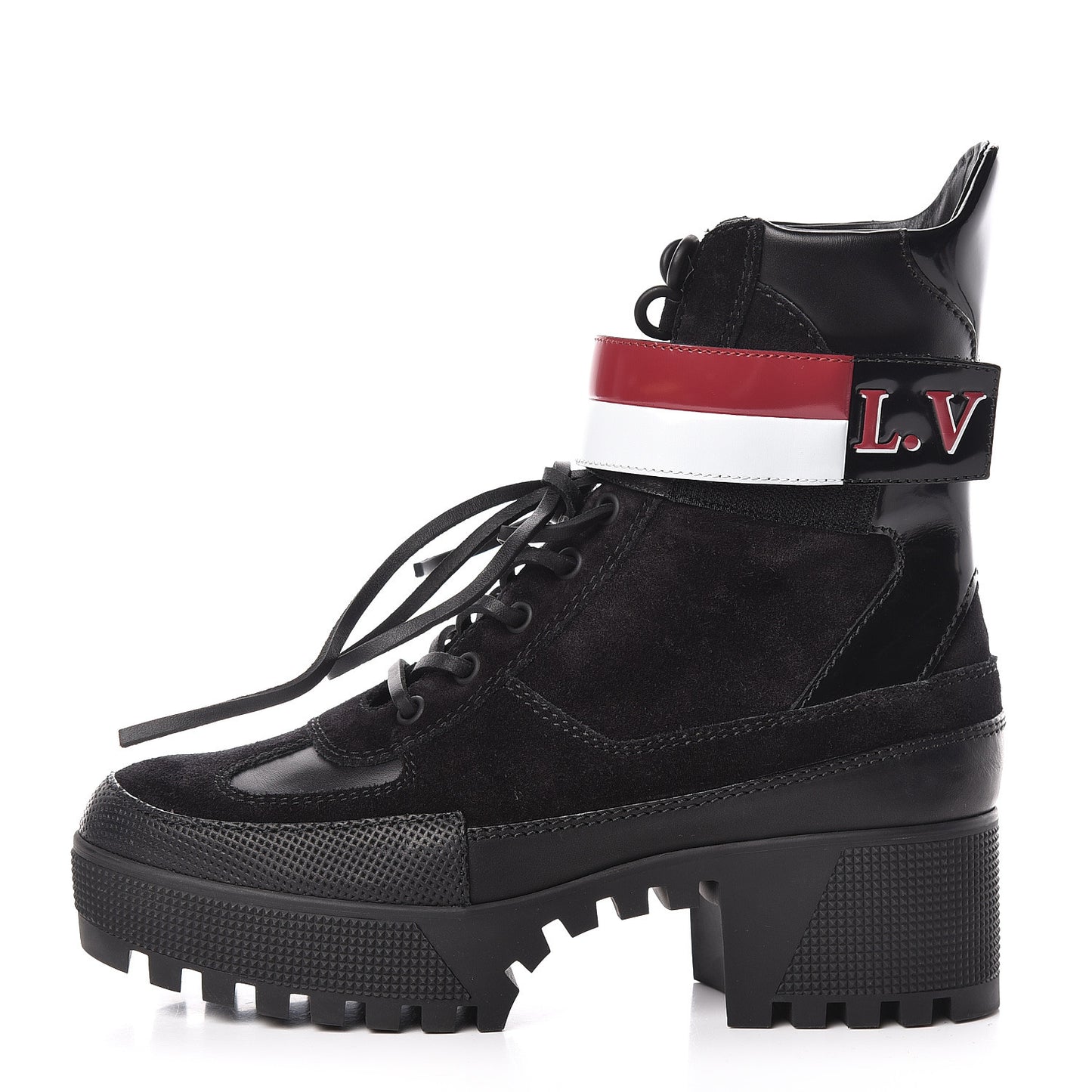Suede Calfskin Laureate Platform Desert Boots 37.5 Black