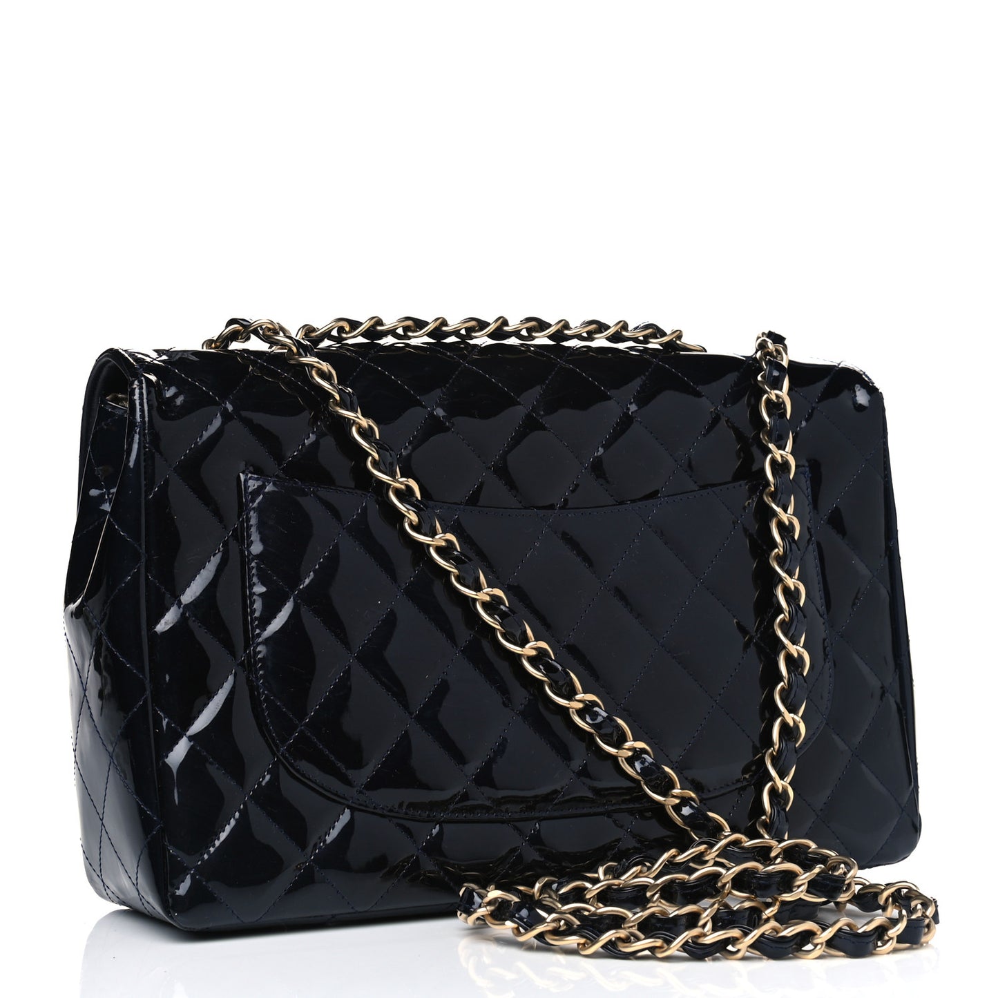 Patent Quilted Mobile Art Jumbo Single Flap Navy