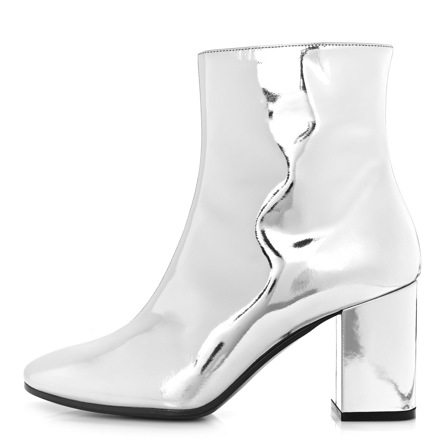 Miroir Calfskin Ankle Booties 39 Argent