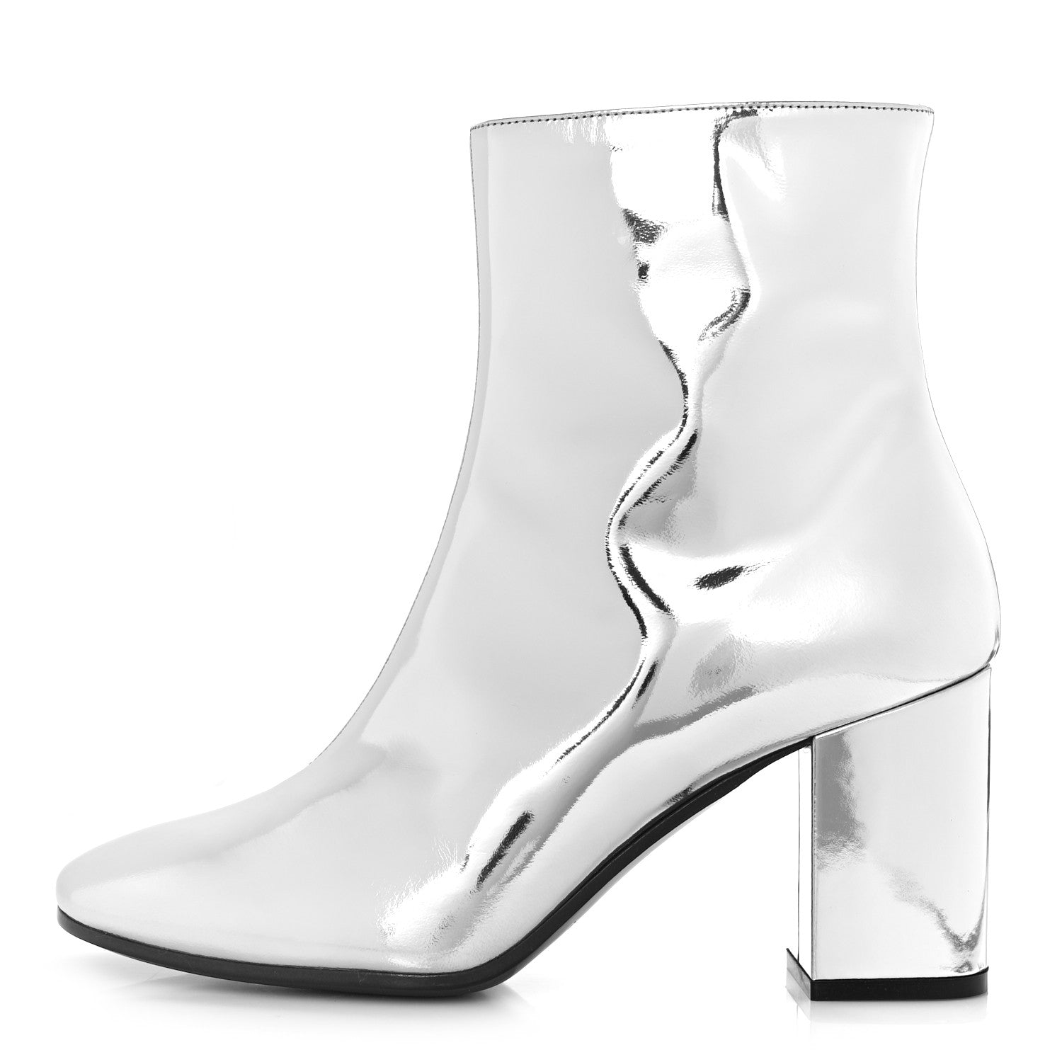 Balenciaga Miroir Calfskin Ankle Booties 39 Argent 1 of 9