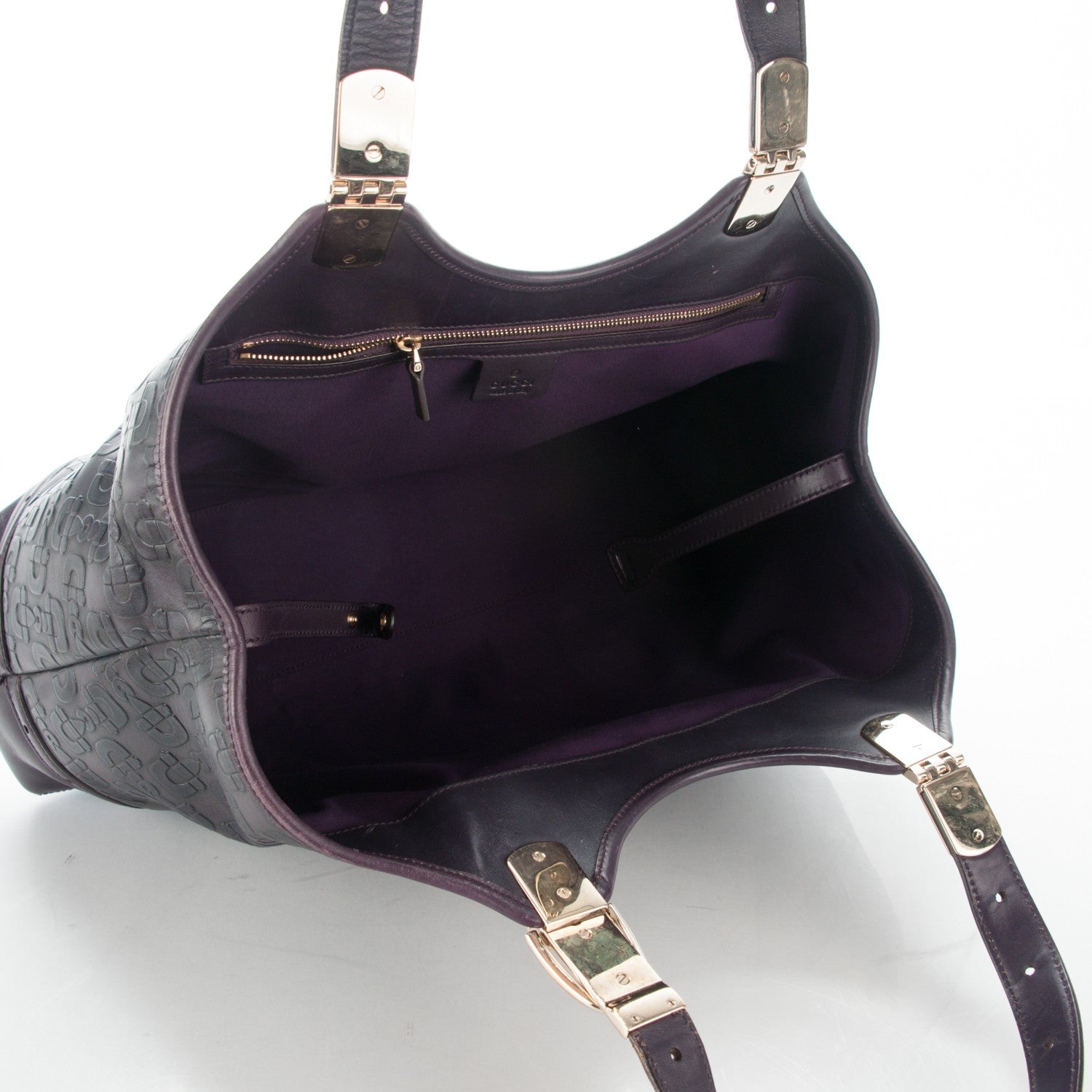 Gucci Calfskin Horsebit Embossed Large Glam Shoulder Bag Purple 5 of 7