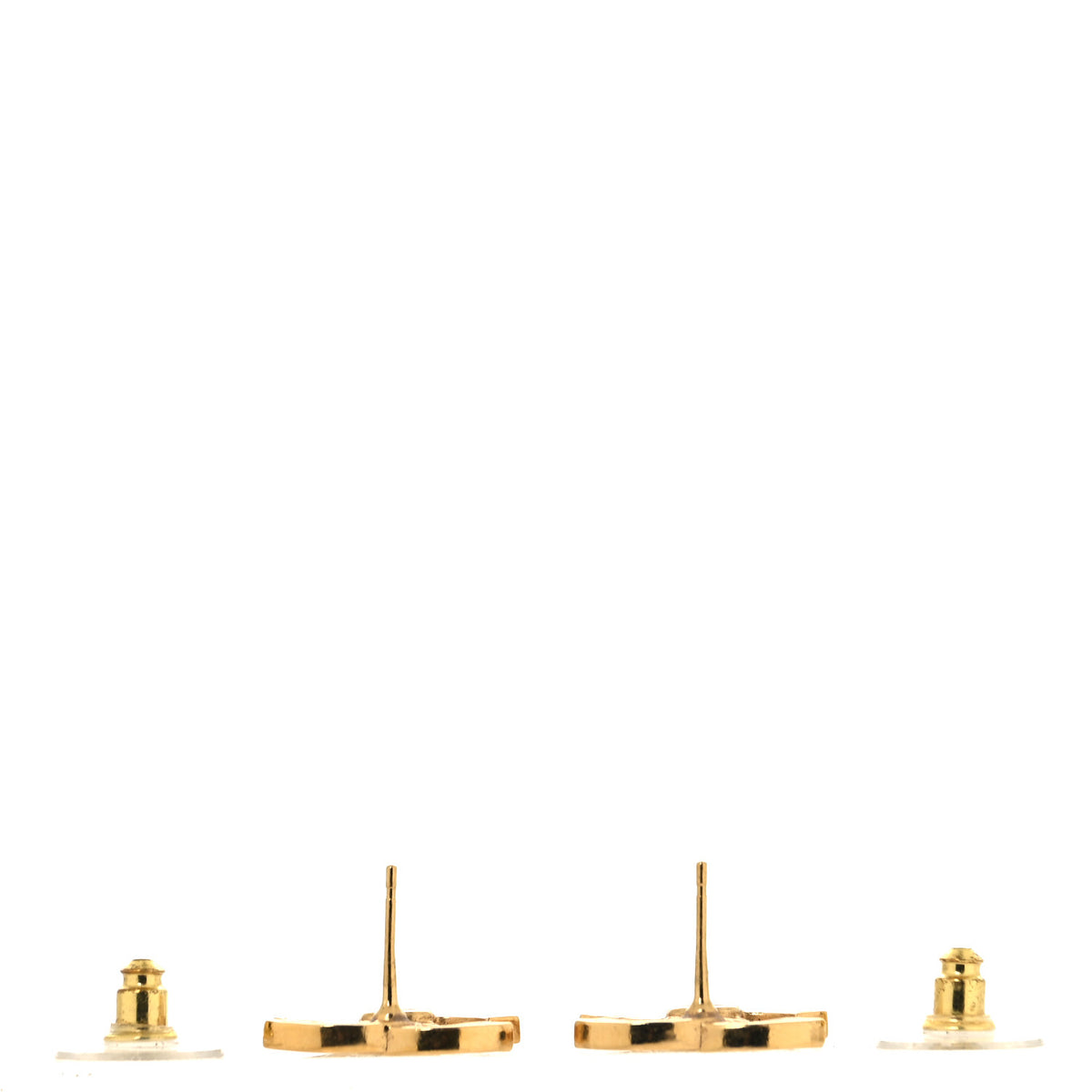 Chanel Metal Crystal CC Earrings Gold 3 of 5
