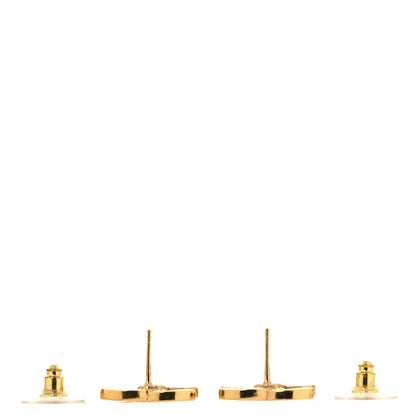 Chanel Metal Crystal CC Earrings Gold 3 of 5