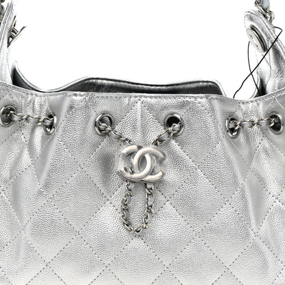 Chanel Metallic Caviar Quilted Mini Chanel 25 Handbag Silver 8 of 11